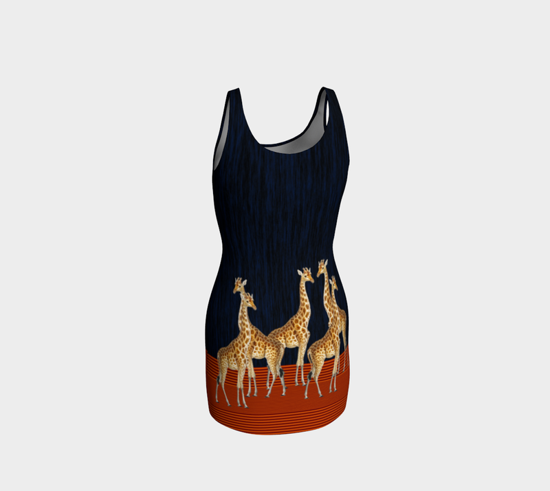 Giraffe Print Bodycon Dress - Objet D'Art
