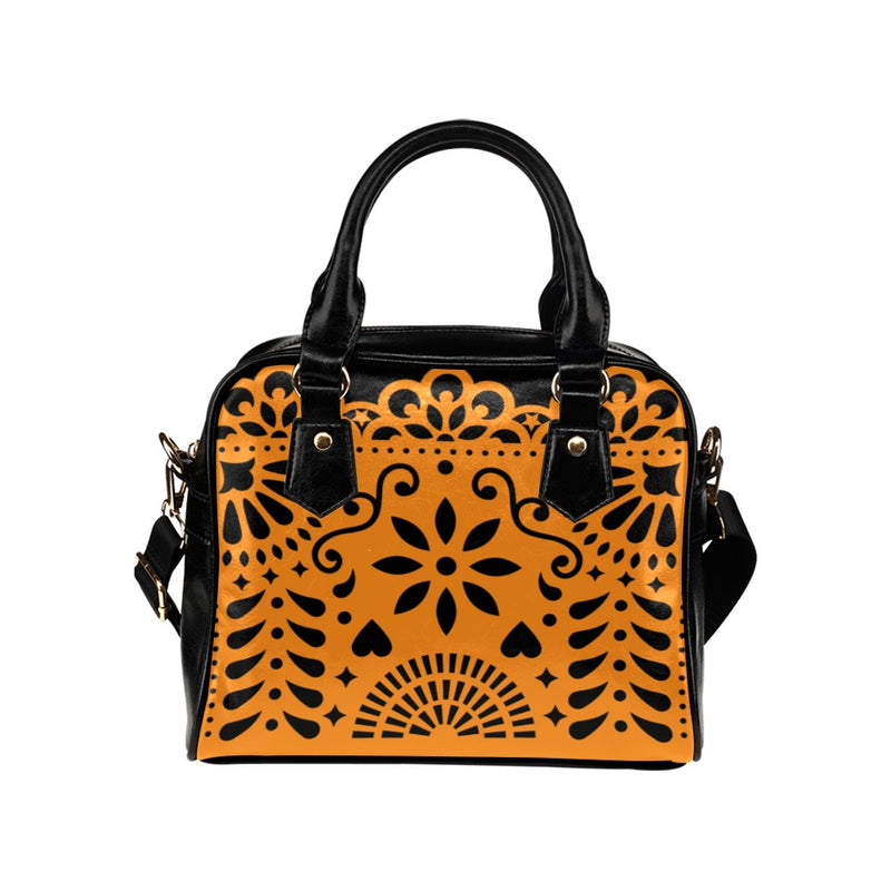 Orange Papel Picado Shoulder Handbag (Model 1634) - Objet D'Art