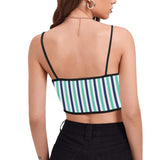 striped print 15A Women's Spaghetti Strap Crop Top (Model T67) - Objet D'Art