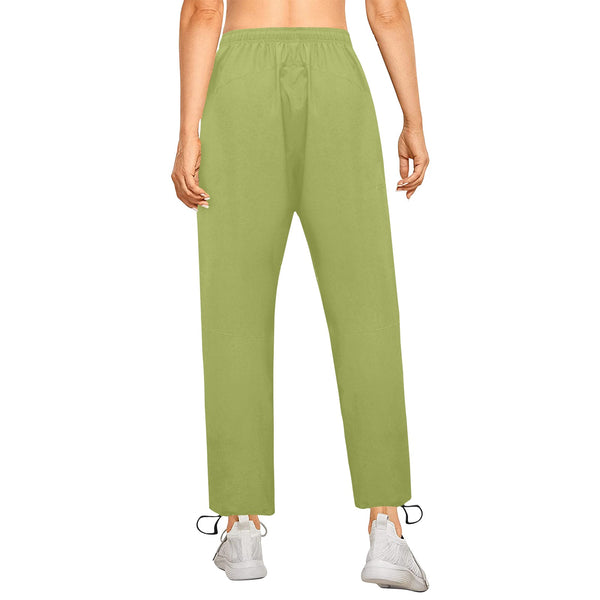 pepper stem green solid Women's Quick Dry Cargo Sweatpants (Model L65) - Objet D'Art