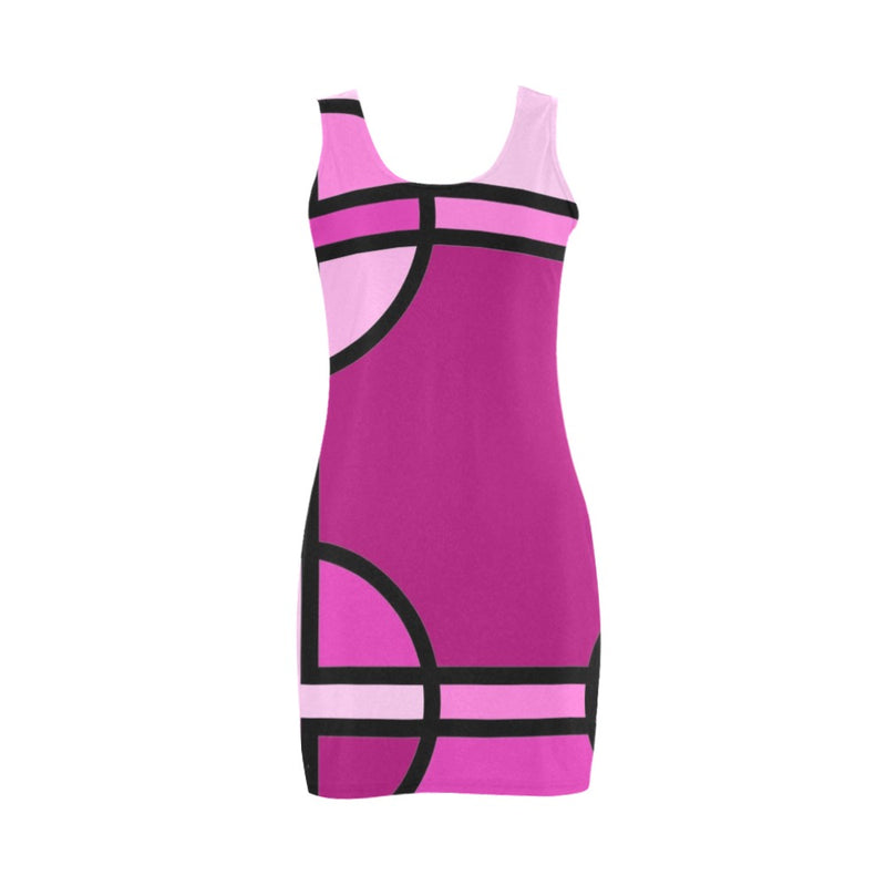 fuchsia geometry print 2 Medea Vest Dress (Model D06) - Objet D'Art