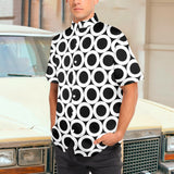 big ohs print Men's Stand-Up Collar Short Sleeve Shirt - Objet D'Art