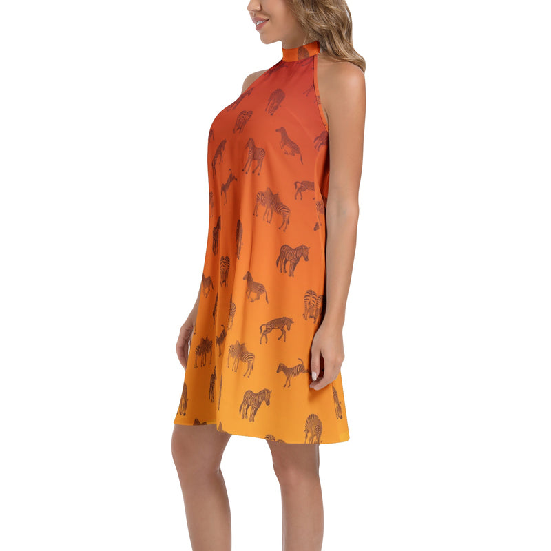 Tie Back Halter Neck Flared Dress - Objet D'Art