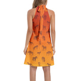 Tie Back Halter Neck Flared Dress - Objet D'Art