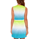 neon green to sky blue ombre Eos Women's Sleeveless Dress (Model D01) - Objet D'Art
