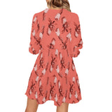 pineapple mono print V-Neck Loose Fit Dress (Model D62) - Objet D'Art