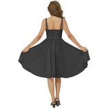 Black Sleeveless Square Neck Flare Hem Midi Dress - Objet D'Art