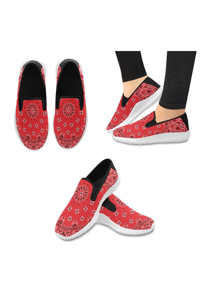 red bandana Orion Slip-on Women's Canvas Sneakers (Model 042) - Objet D'Art