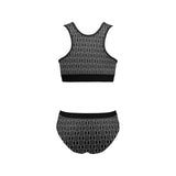 ogee outline print 2 Women's Sports Bra Yoga Set - Objet D'Art
