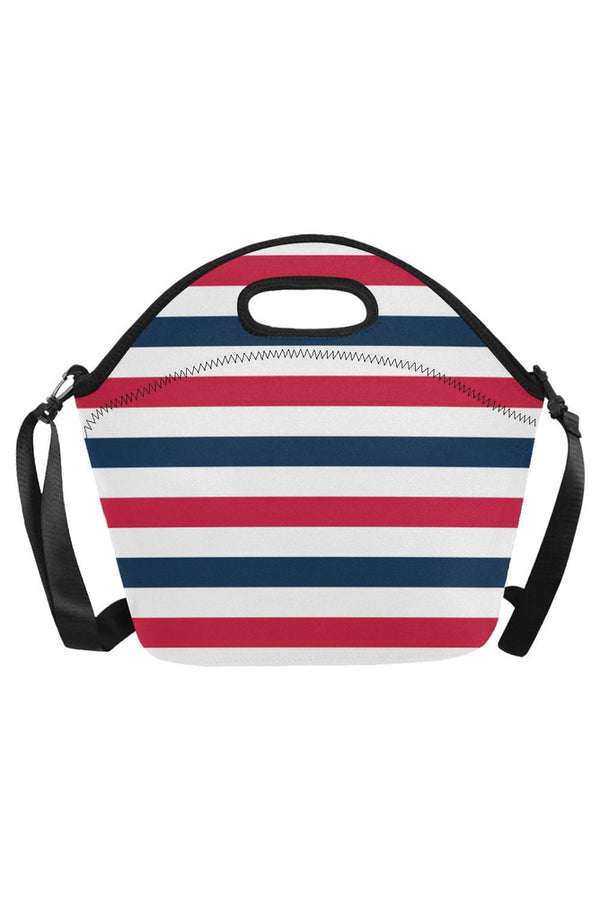 stripesbluegraywhite copy Neoprene Lunch Bag/Large (Model 1669) - Objet D'Art