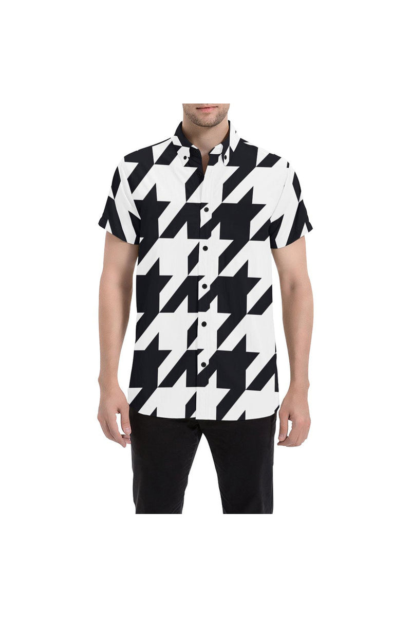 Houndstooth Large Men's All Over Print Short Sleeve Shirt/Large Size - Objet D'Art Online Retail Store