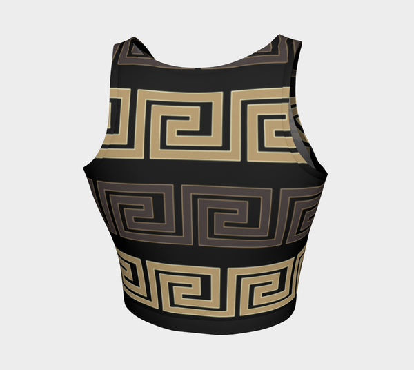 Earthtone Greek Key Athletic Crop Top - Objet D'Art