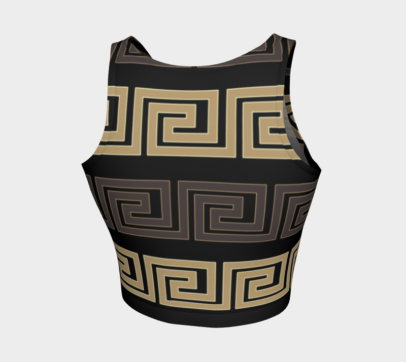 Earthtone Greek Key Athletic Crop Top - Objet D'Art