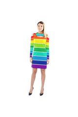 Rainbow Bright Artsadd Cold Shoulder Long Sleeve Dress (Model D37) - Objet D'Art