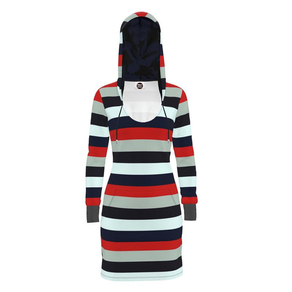 Americana Striped Hoodie Dress - Objet D'Art