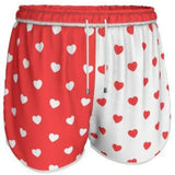 Two-tone Heart Print Women's Running Shorts - Objet D'Art