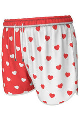 Two-tone Heart Print Women's Running Shorts - Objet D'Art