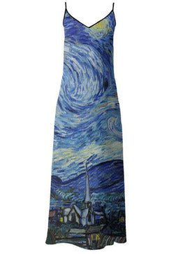 Van Gogh Starry Nights Slip Dress - Objet D'Art