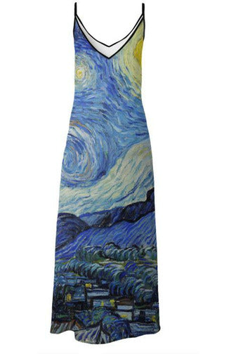 Van Gogh Starry Nights Slip Dress - Objet D'Art