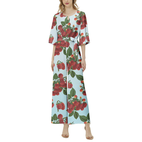 Colossa Raspberry Dolman Sleeve Belted Wide Leg Jumpsuit - Objet D'Art