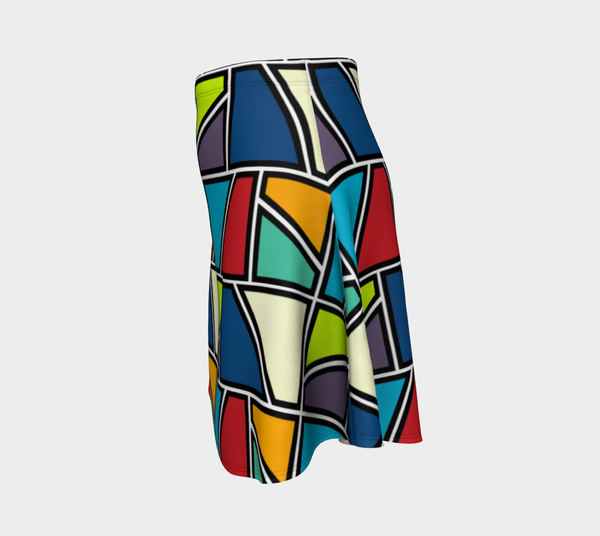 Painted Window Pane Flare Skirt - Objet D'Art
