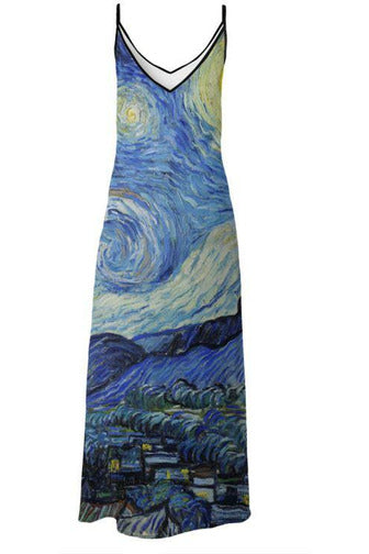 Van Gogh Starry Nights Slip Dress - Objet D'Art