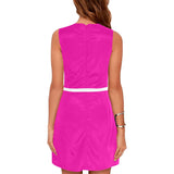 fuchsia print solid Eos Women's Sleeveless Dress (Model D01) - Objet D'Art