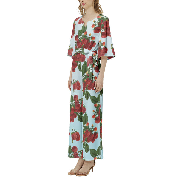 Colossa Raspberry Dolman Sleeve Belted Wide Leg Jumpsuit - Objet D'Art