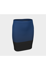 Two-Tone Blue Fitted Skirt - Objet D'Art