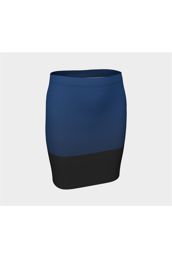 Two-Tone Blue Fitted Skirt - Objet D'Art