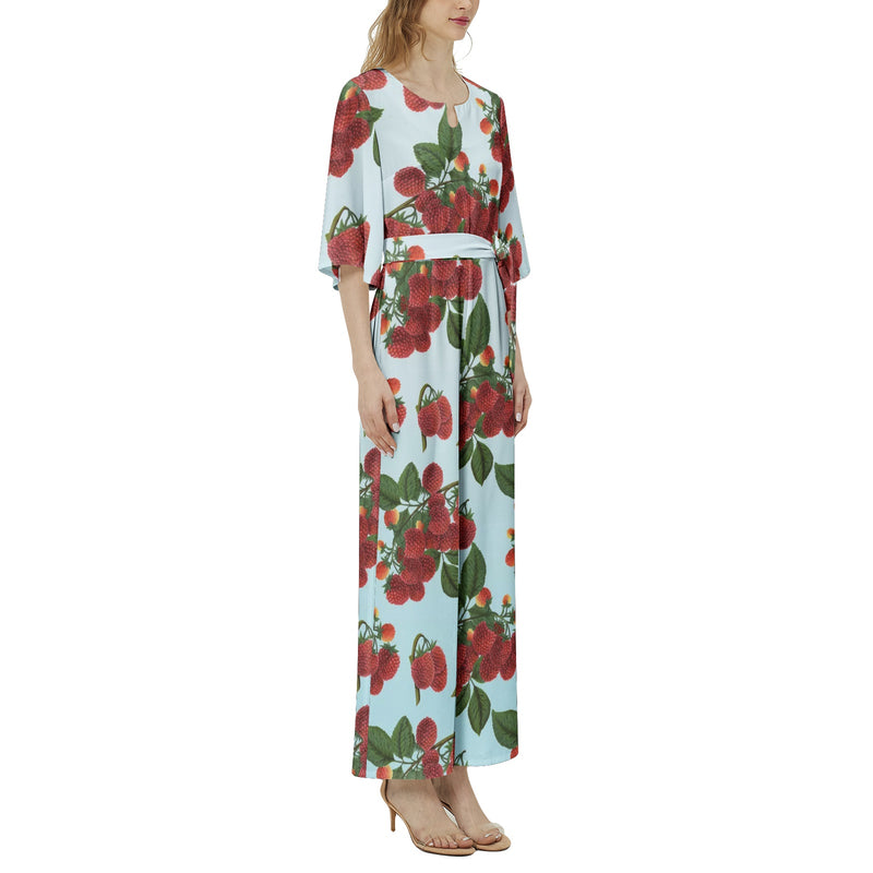 Colossa Raspberry Dolman Sleeve Belted Wide Leg Jumpsuit - Objet D'Art
