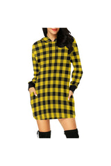 Yel Chek buffalo plaid H27 - HOOD All Over Print Hoodie Mini Dress (Model H27) - Objet D'Art