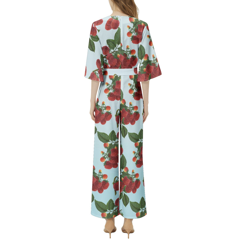 Colossa Raspberry Dolman Sleeve Belted Wide Leg Jumpsuit - Objet D'Art