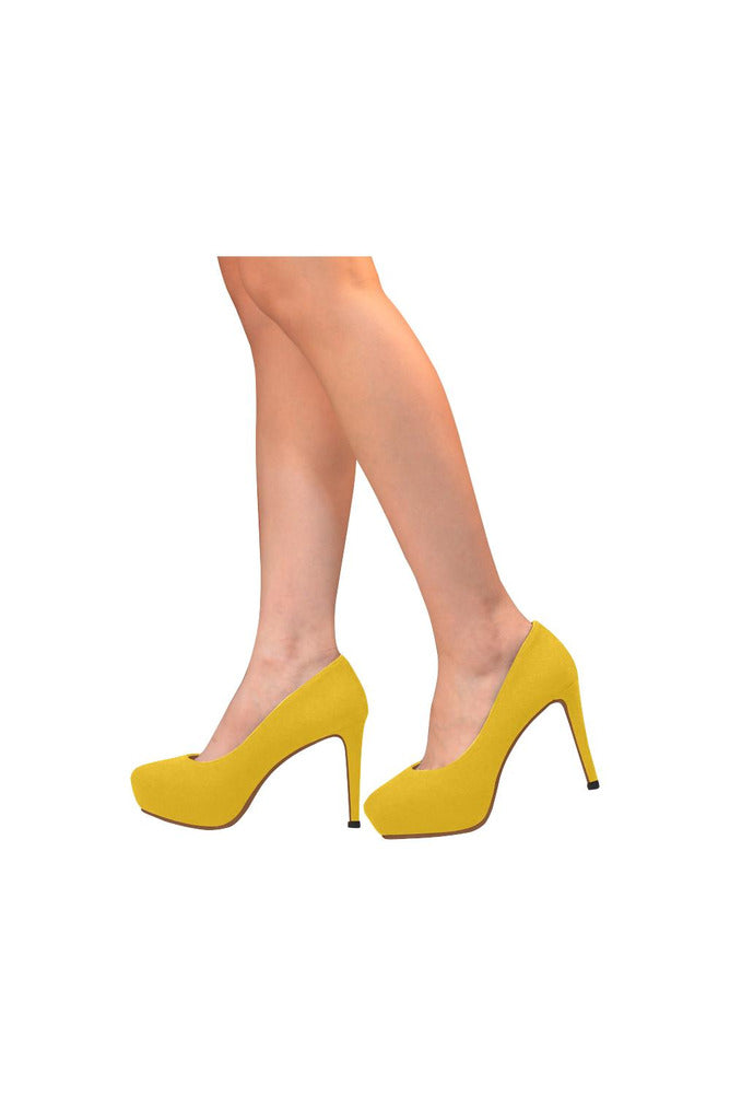 Golden Yellow Women's High Heels (Model 044) - Objet D'Art