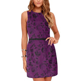 purple rose print 3 Eos Women's Sleeveless Dress (Model D01) - Objet D'Art