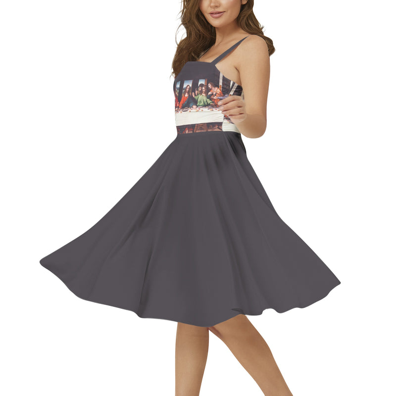 The Last Supper Sleeveless Square Neck Flare Hem Midi Dress - Objet D'Art