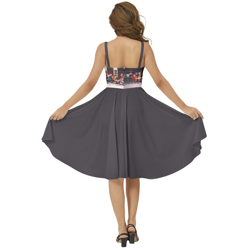 The Last Supper Sleeveless Square Neck Flare Hem Midi Dress - Objet D'Art