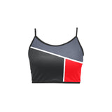 gray black red print 2A Women's Spaghetti Strap Crop Top (Model T67) - Objet D'Art