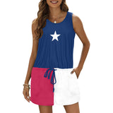 Texas Lone Star All Over Print Vest Short Jumpsuit - Objet D'Art