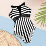 black 2 9k Women's High Neck Plunge Mesh Ruched Swimsuit (S43) - Objet D'Art