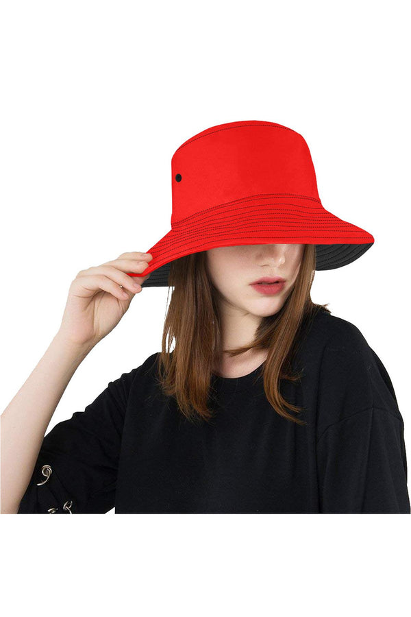 Red Solid All Over Print Bucket Hat - Objet D'Art
