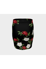 Red and White Rose Fitted Skirt - Objet D'Art