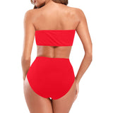 scarlet flame print 2 Chest Wrap Bikini Swimsuit (Model S36) - Objet D'Art