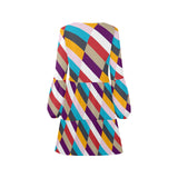 color lattice print V-Neck Loose Fit Dress (Model D62) - Objet D'Art