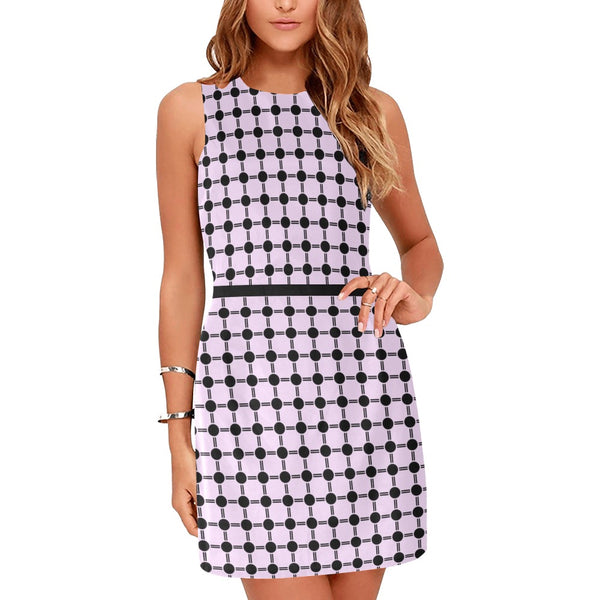 lav 3 print 3A Eos Women's Sleeveless Dress (Model D01) - Objet D'Art