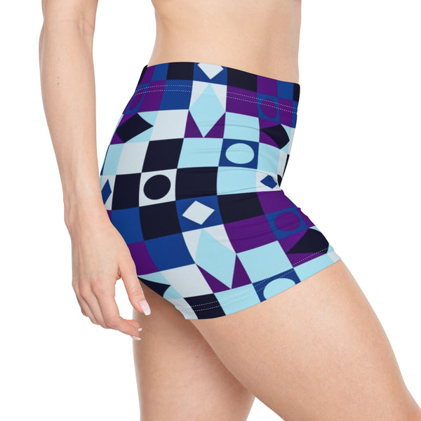 M Kemp Brand Print Women's Shorts - Objet D'Art