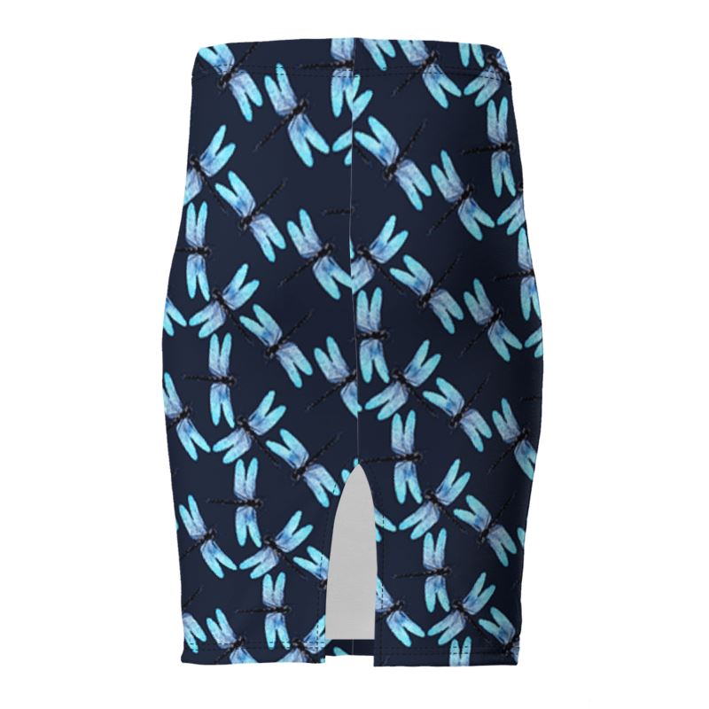 Dragonfly Print Pencil Skirt - Objet D'Art