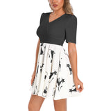 Nine Lives Short Sleeve Ruched Bust Flared Hem Dress - Objet D'Art