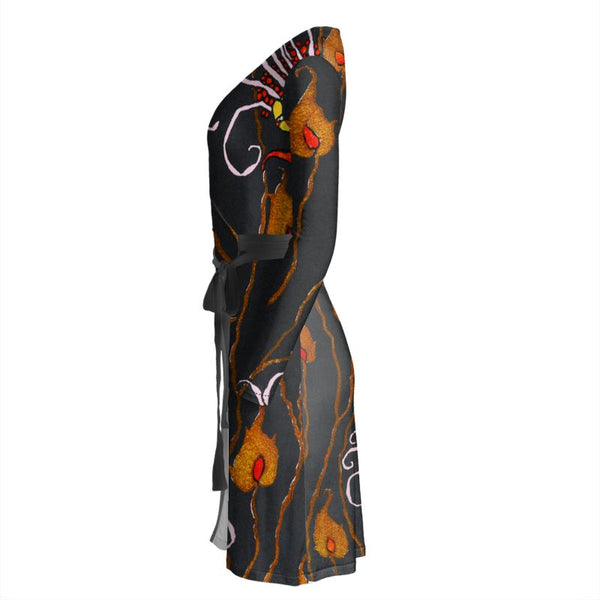 Art Deco Floral Wrap Dress - Objet D'Art