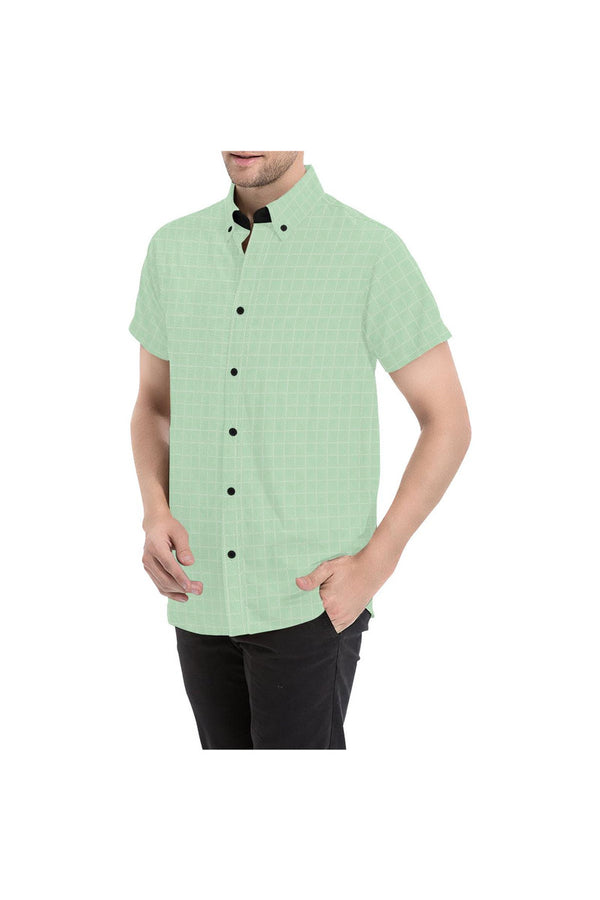 Lime Lattice Men's All Over Print Short Sleeve Shirt (Model T53) - Objet D'Art
